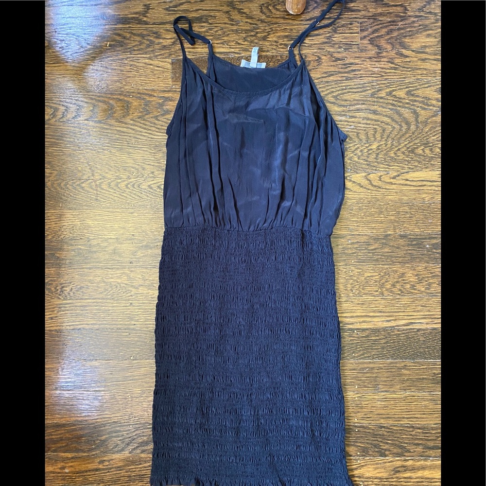 Black silk stretchy bodice silk Joie mini dress